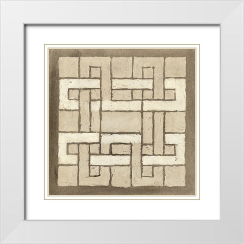Knotted Tiles III White Modern Wood Framed Art Print with Double Matting by Lam, Vanna