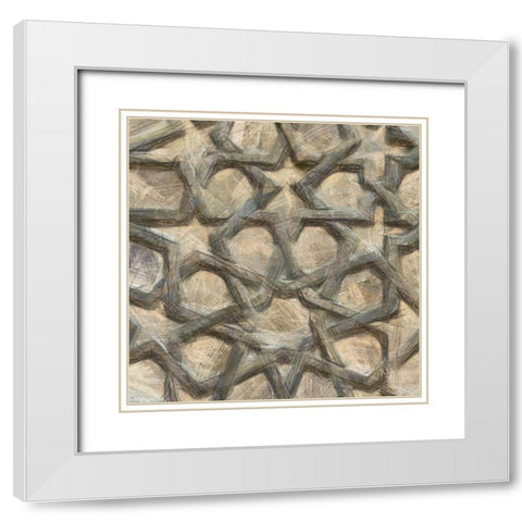 Ornamental Design III White Modern Wood Framed Art Print with Double Matting by Saunders, Alonzo