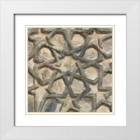 Ornamental Design IV White Modern Wood Framed Art Print with Double Matting by Saunders, Alonzo