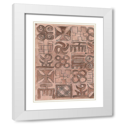 Adinkra Inspiration I White Modern Wood Framed Art Print with Double Matting by Dixon, Samuel