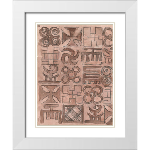 Adinkra Inspiration I White Modern Wood Framed Art Print with Double Matting by Dixon, Samuel