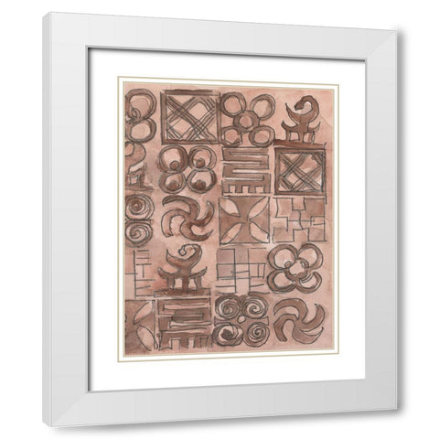 Adinkra Inspiration II White Modern Wood Framed Art Print with Double Matting by Dixon, Samuel