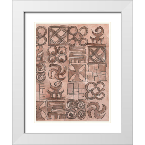 Adinkra Inspiration II White Modern Wood Framed Art Print with Double Matting by Dixon, Samuel