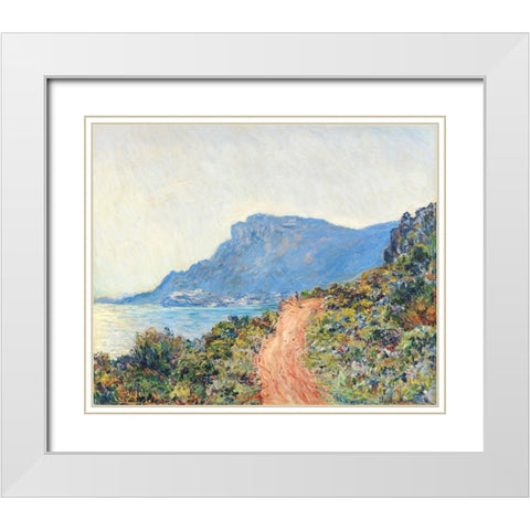 The Corniche near Monaco White Modern Wood Framed Art Print with Double Matting by Monet, Claude