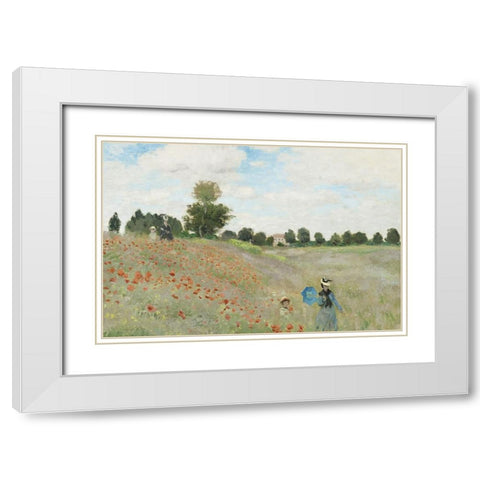 The Poppy Field near Argenteuil White Modern Wood Framed Art Print with Double Matting by Monet, Claude
