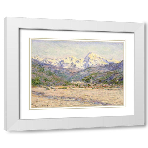 The Valley of the Nervia White Modern Wood Framed Art Print with Double Matting by Monet, Claude
