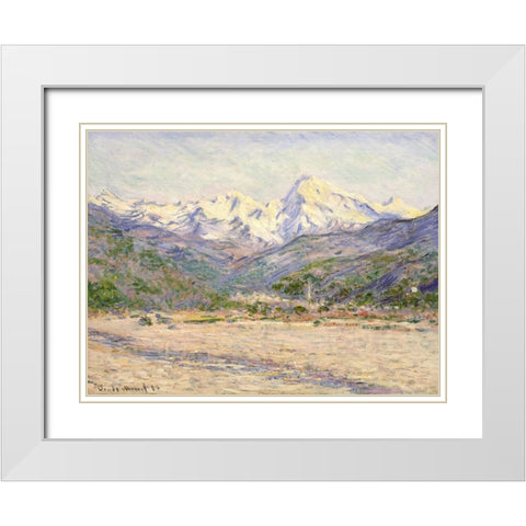 The Valley of the Nervia White Modern Wood Framed Art Print with Double Matting by Monet, Claude