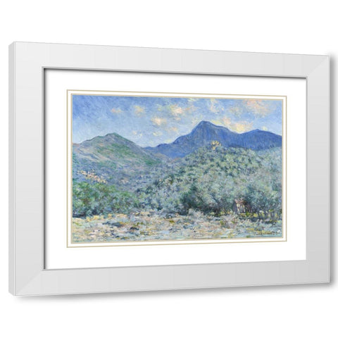 Valle Buona White Modern Wood Framed Art Print with Double Matting by Monet, Claude