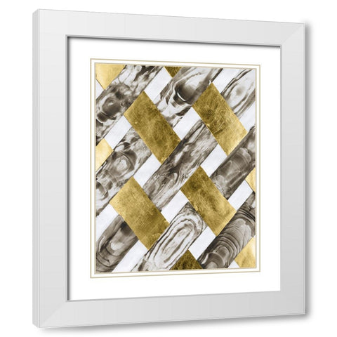End Grain Weave I White Modern Wood Framed Art Print with Double Matting by Lam, Vanna