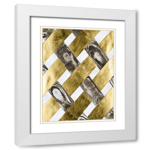 End Grain Weave II White Modern Wood Framed Art Print with Double Matting by Lam, Vanna