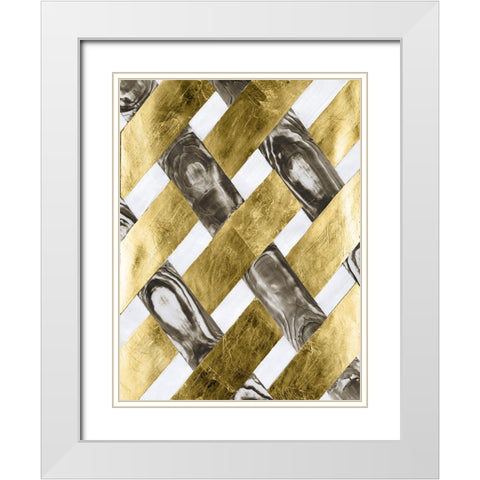 End Grain Weave II White Modern Wood Framed Art Print with Double Matting by Lam, Vanna