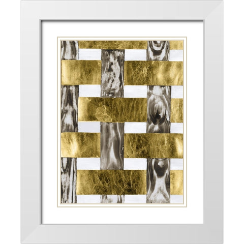 End Grain Weave III White Modern Wood Framed Art Print with Double Matting by Lam, Vanna
