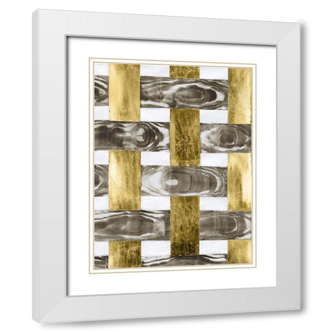 End Grain Weave IV White Modern Wood Framed Art Print with Double Matting by Lam, Vanna