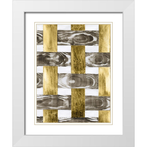 End Grain Weave IV White Modern Wood Framed Art Print with Double Matting by Lam, Vanna