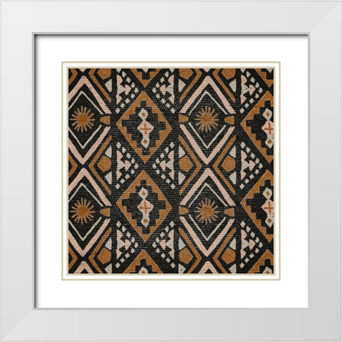 Block Tribal Patterns I White Modern Wood Framed Art Print with Double Matting by Wang, Melissa