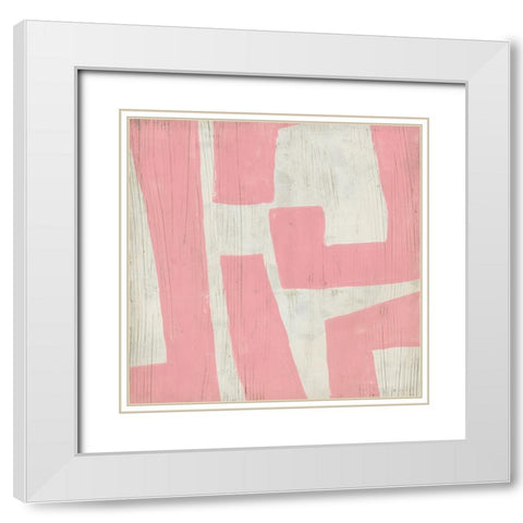 Pink Maze I White Modern Wood Framed Art Print with Double Matting by Vess, June Erica
