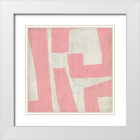 Pink Maze I White Modern Wood Framed Art Print with Double Matting by Vess, June Erica