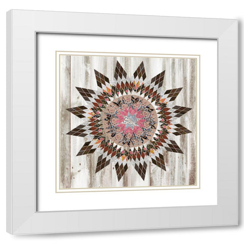 Rustic Quilt II White Modern Wood Framed Art Print with Double Matting by Wang, Melissa