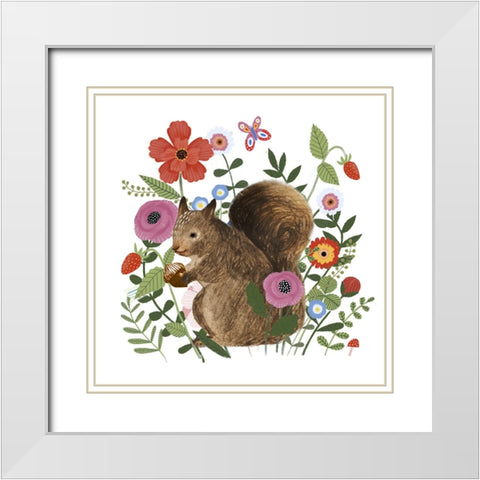 Spring Floral Critters IV White Modern Wood Framed Art Print with Double Matting by Barnes, Victoria