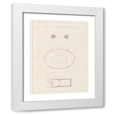 Antiquities of Pola, Ancient Blueprints I White Modern Wood Framed Art Print with Double Matting by Unknown