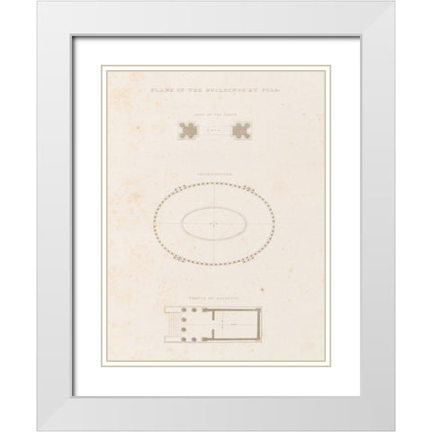 Antiquities of Pola, Ancient Blueprints I White Modern Wood Framed Art Print with Double Matting by Unknown