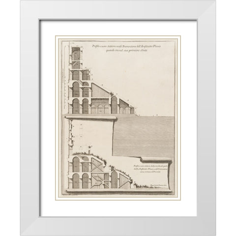 Antiquities of Pola, Ancient Blueprints VI White Modern Wood Framed Art Print with Double Matting by Unknown