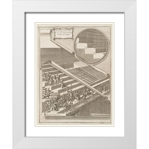 Antiquities of Pola, Ancient Blueprints X White Modern Wood Framed Art Print with Double Matting by Unknown