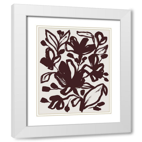 Oxide Floral I White Modern Wood Framed Art Print with Double Matting by Vess, June Erica