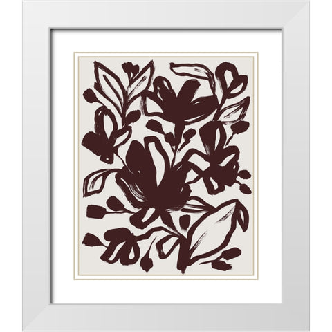 Oxide Floral I White Modern Wood Framed Art Print with Double Matting by Vess, June Erica