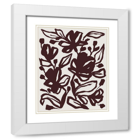 Oxide Floral II White Modern Wood Framed Art Print with Double Matting by Vess, June Erica