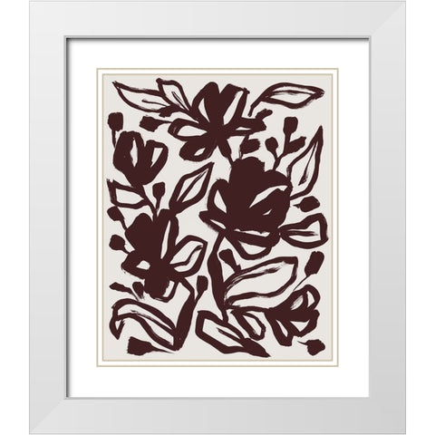 Oxide Floral II White Modern Wood Framed Art Print with Double Matting by Vess, June Erica