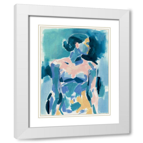 Loose Expressive Figure I White Modern Wood Framed Art Print with Double Matting by Barnes, Victoria