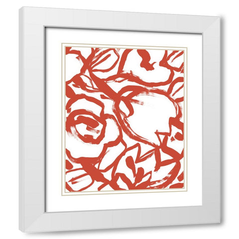 Red Brush Floral II White Modern Wood Framed Art Print with Double Matting by Vess, June Erica