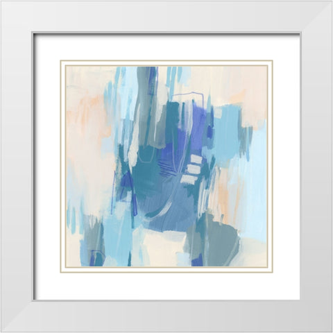 Azure Margin I White Modern Wood Framed Art Print with Double Matting by Vess, June Erica