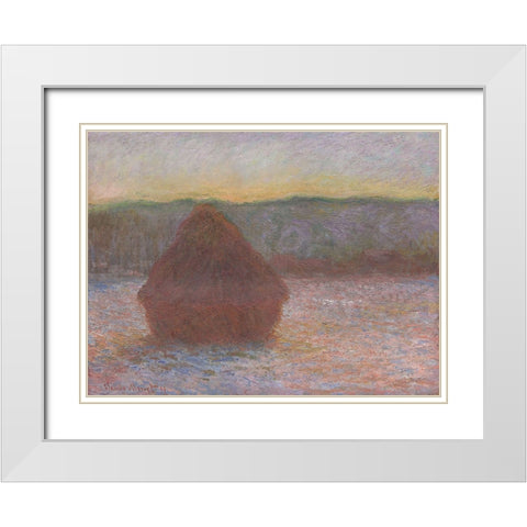 Monet Haystacks I White Modern Wood Framed Art Print with Double Matting by Monet, Claude