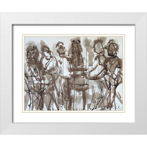 The Social Hour White Modern Wood Framed Art Print with Double Matting by Ferrell, Erin McGee