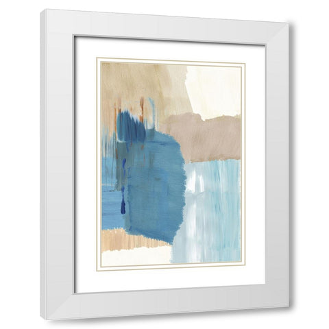 Blue Motion I White Modern Wood Framed Art Print with Double Matting by Kouta, Flora