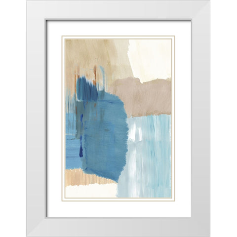 Blue Motion I White Modern Wood Framed Art Print with Double Matting by Kouta, Flora