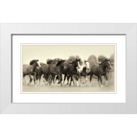 Running Free White Modern Wood Framed Art Print with Double Matting by Drost, David