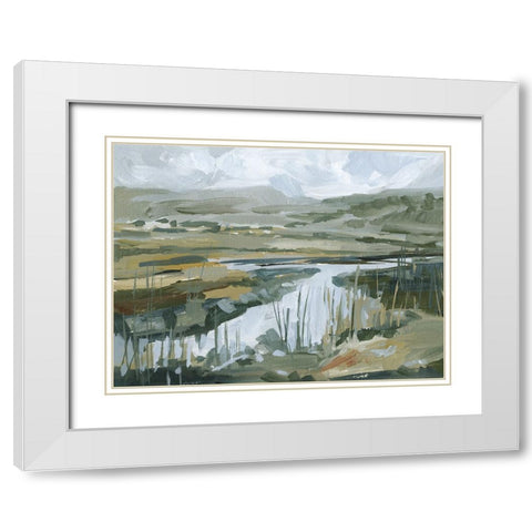 Wetland Vista I White Modern Wood Framed Art Print with Double Matting by Barnes, Victoria