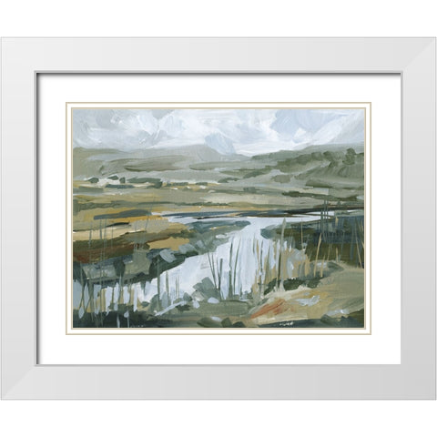 Wetland Vista I White Modern Wood Framed Art Print with Double Matting by Barnes, Victoria