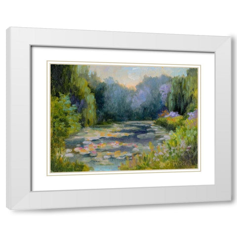 Monets Garden I White Modern Wood Framed Art Print with Double Matting by Weber, Mary Jean