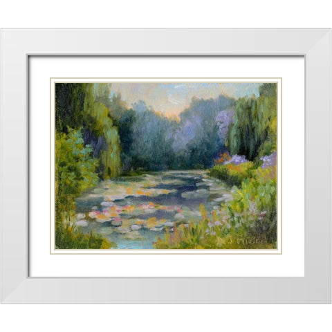 Monets Garden I White Modern Wood Framed Art Print with Double Matting by Weber, Mary Jean