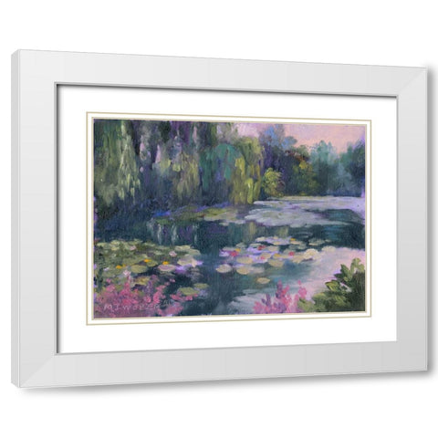 Monets Garden II White Modern Wood Framed Art Print with Double Matting by Weber, Mary Jean