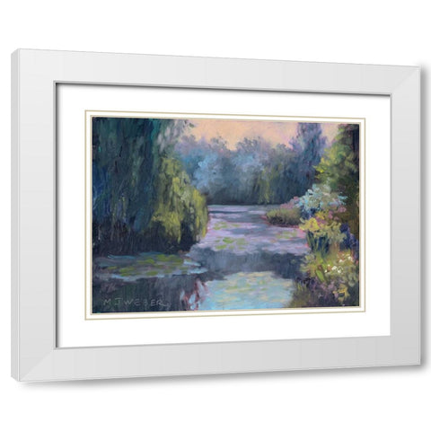 Monets Garden III White Modern Wood Framed Art Print with Double Matting by Weber, Mary Jean