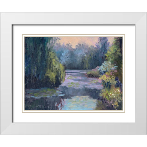Monets Garden III White Modern Wood Framed Art Print with Double Matting by Weber, Mary Jean