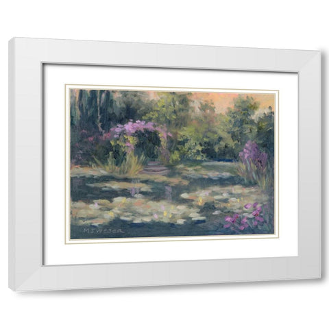 Monets Garden IV White Modern Wood Framed Art Print with Double Matting by Weber, Mary Jean