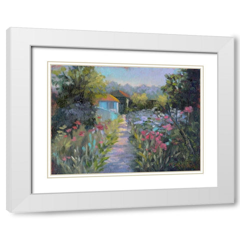 Monets Garden V White Modern Wood Framed Art Print with Double Matting by Weber, Mary Jean