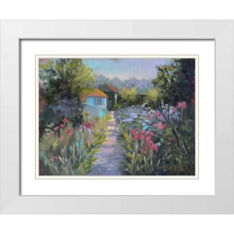 Monets Garden V White Modern Wood Framed Art Print with Double Matting by Weber, Mary Jean
