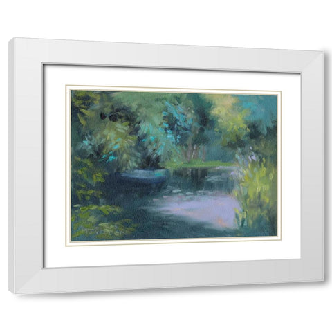 Monets Garden VIII White Modern Wood Framed Art Print with Double Matting by Weber, Mary Jean